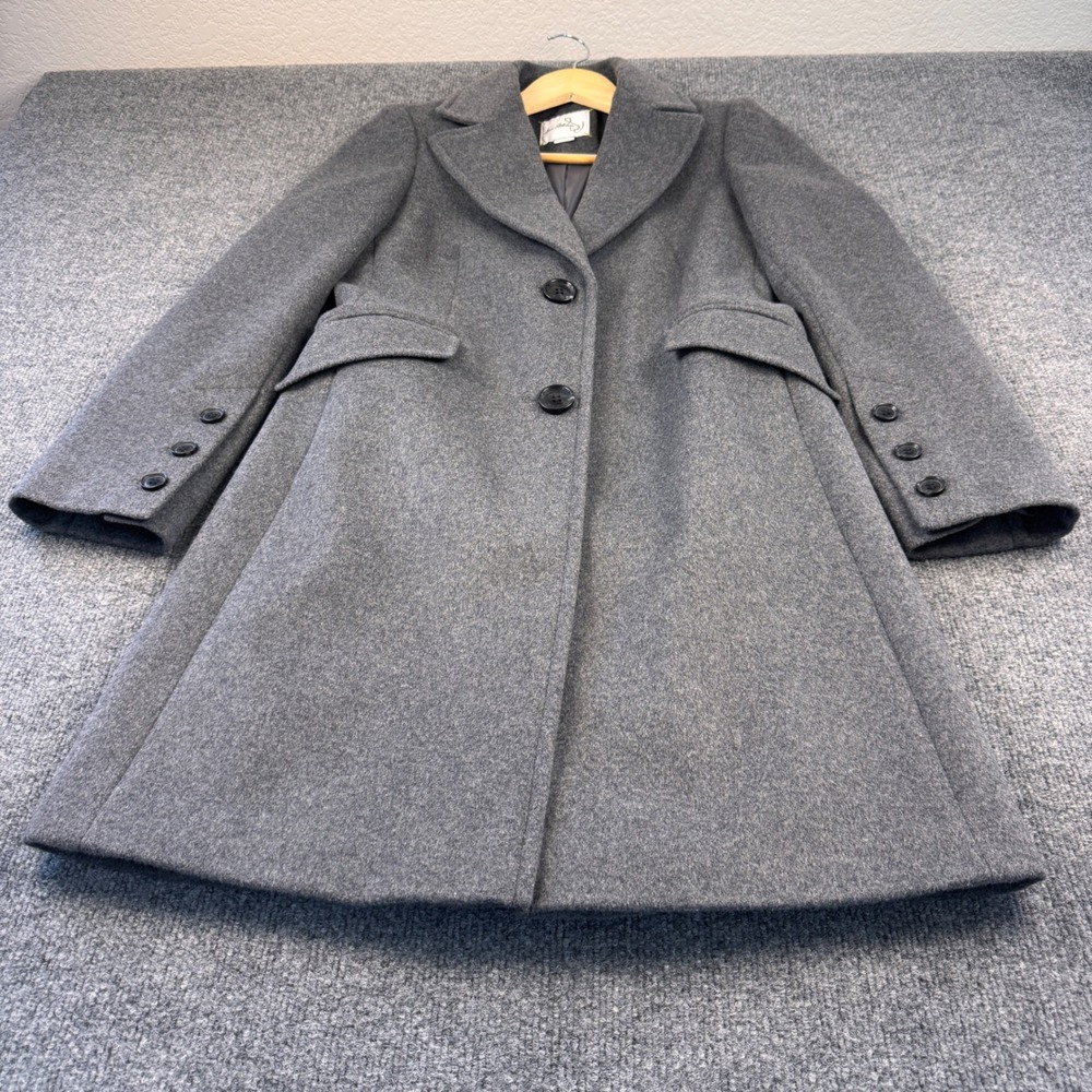 Sam Edelman Walker Coat Women Size 4 Gray Excellent Wool Blend Notched Lapel